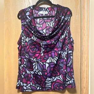 Women’s Purple, Silver & Black Flower Top size: 20W